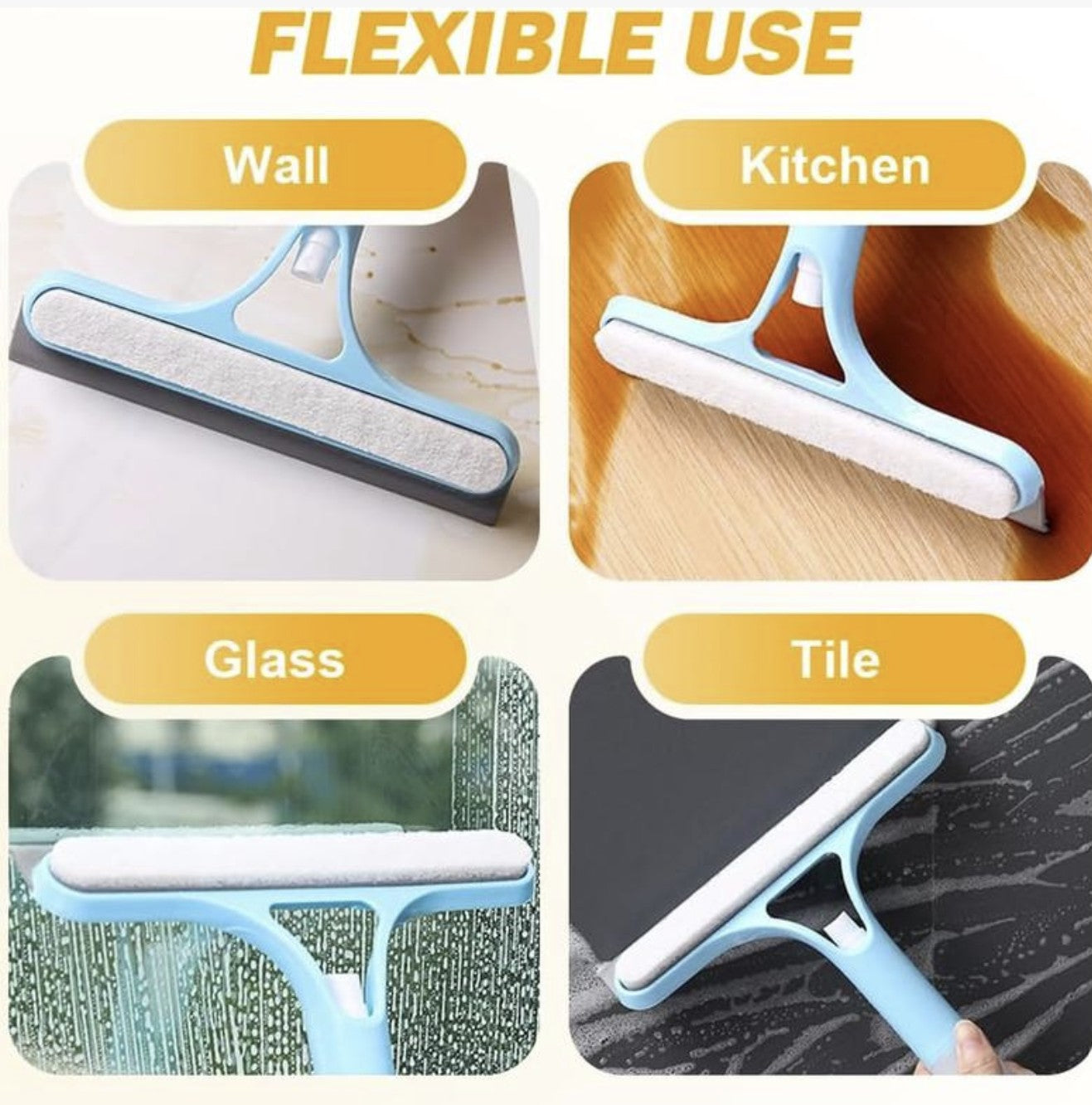 3-in-1 Window Cleaning Tool – 2025 Upgraded Squeegee with Spray, Scraper & Brush | All-Purpose Cleaner for Glass Windows, Shower Doors, and Mirrors