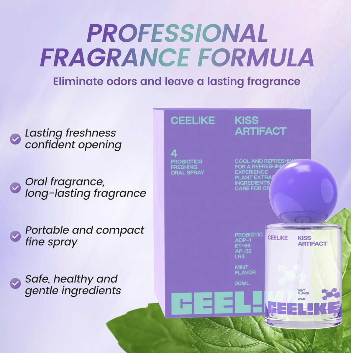 CEELIKE Probiotic Oral Spray | Sugar-Free 20ml Mist for Fresh Breath & Daily Oral Care On-the-Go