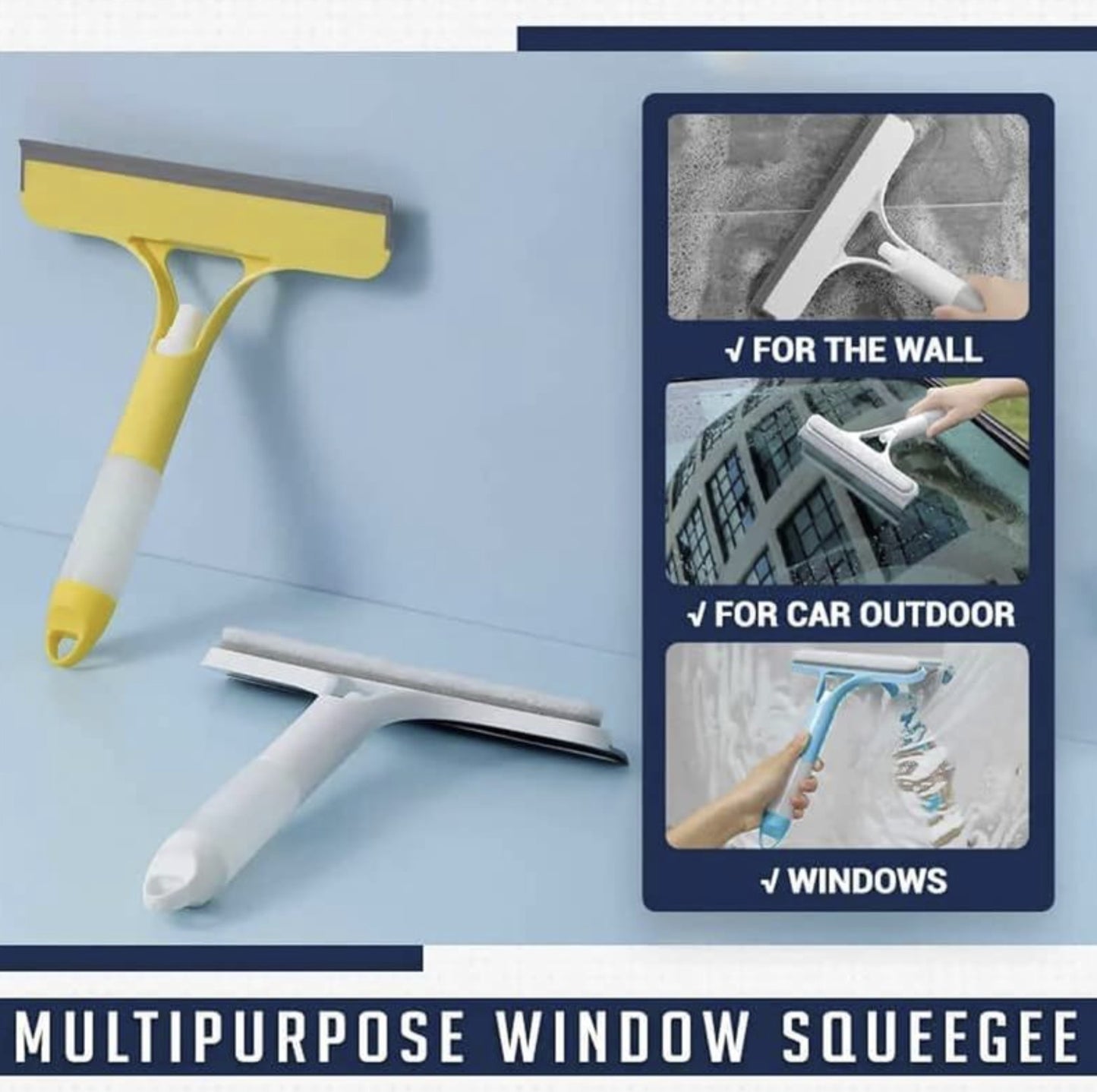 3-in-1 Window Cleaning Tool – 2025 Upgraded Squeegee with Spray, Scraper & Brush | All-Purpose Cleaner for Glass Windows, Shower Doors, and Mirrors