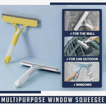 3-in-1 Window Cleaning Tool – 2025 Upgraded Squeegee with Spray, Scraper & Brush | All-Purpose Cleaner for Glass Windows, Shower Doors, and Mirrors