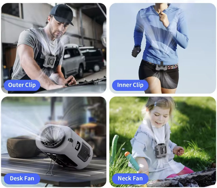Portable Body Cooling for Workouts & Hot Days - Wearable Cooling Fan for Waist-Level Comfort - With Build In Portable Charger