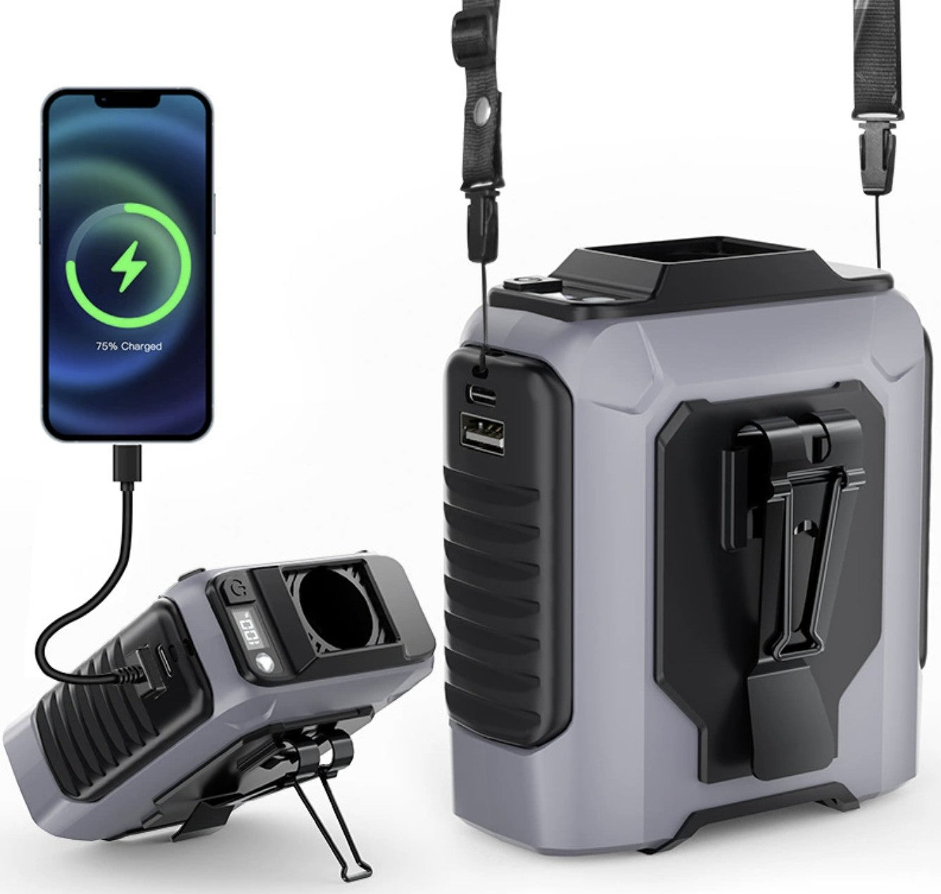 Portable Body Cooling for Workouts & Hot Days - Wearable Cooling Fan for Waist-Level Comfort - With Build In Portable Charger